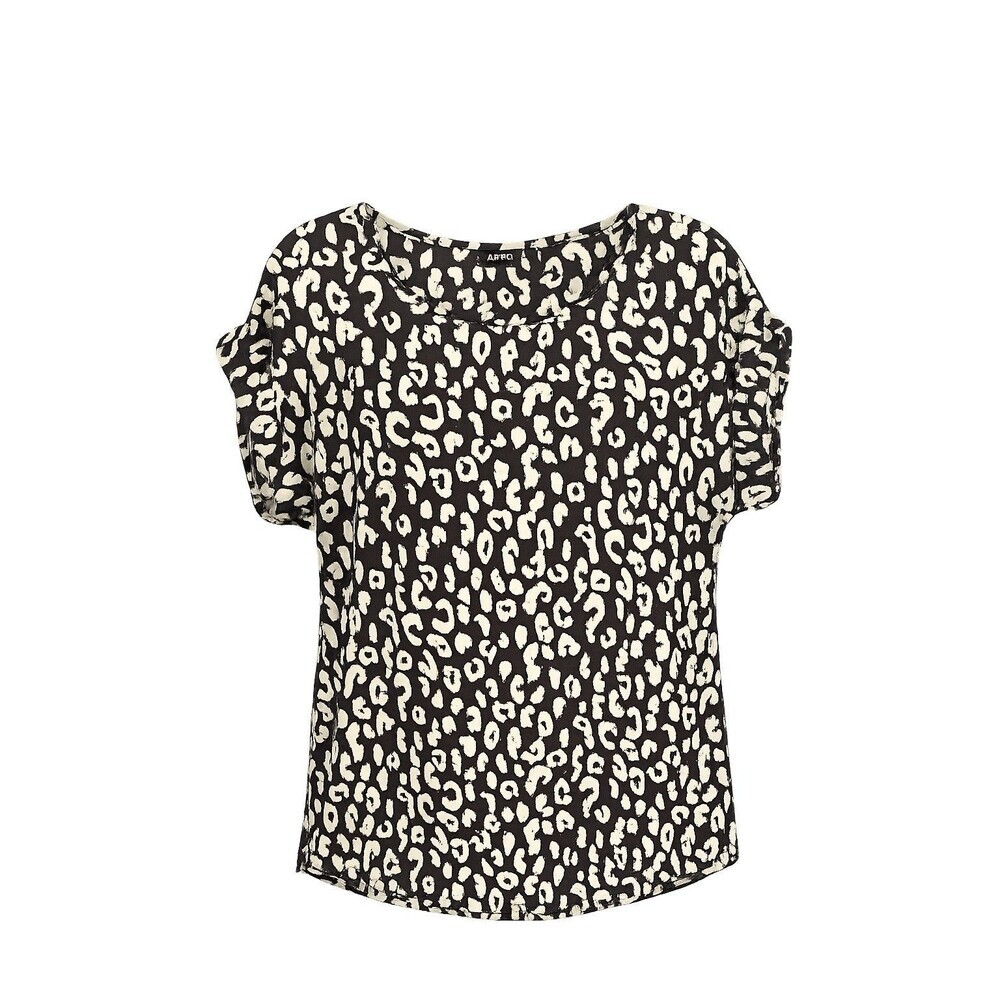 APT. 9 Women’s Leopard Print Blouse Medium Short Sleeve Animal Print Top M